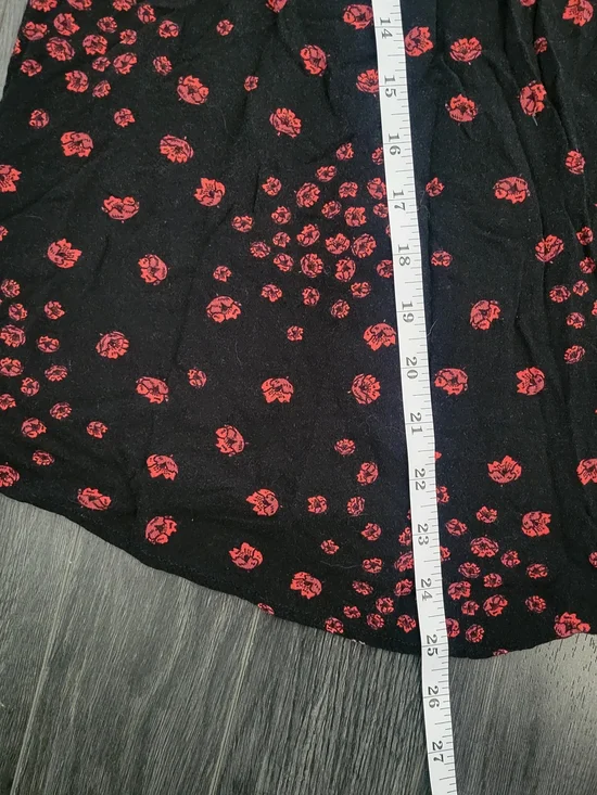 FREE PEOPLE Size XS Smocked Floral Blouse Black Red Boho Peasant Top - Picture 9 of 11